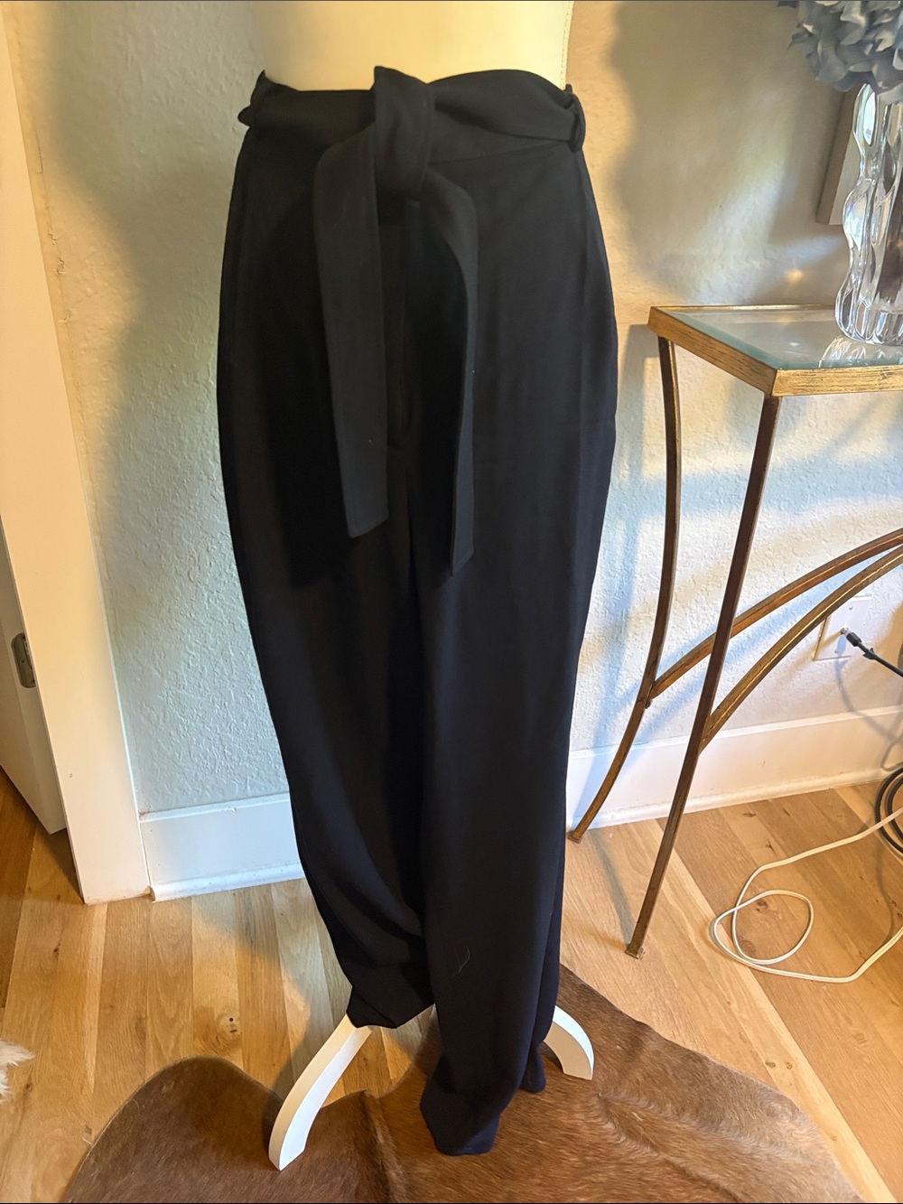 Emanuel Ungaro Navy High-Waist Tie-Waist tapered -Leg Pants